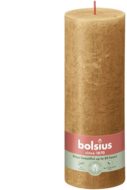 Žvakė, cilindrinė Bolsius Rustic,, 19/6.8 cm, ruda