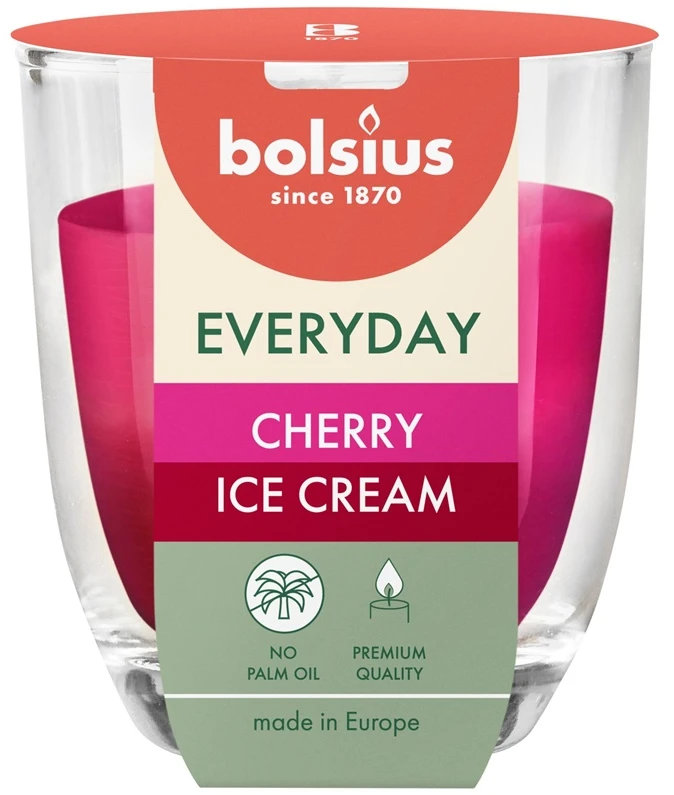 Žvakė aromatinė Bolsius Cherry Ice Kreminis 21 h Raudona/Rožinė