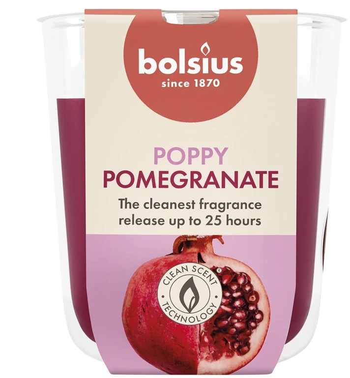 Žvakė, aromatinė Bolsius Poppy Pomegranate, 25 h