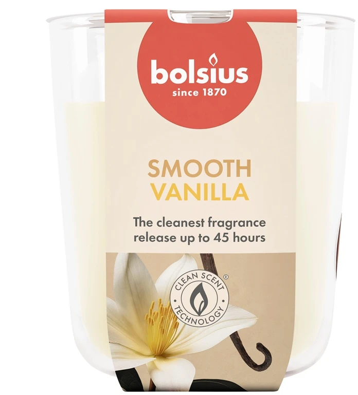 Žvakė, aromatinė Bolsius Smooth Vanilla, 45 h, Balta/Rusva