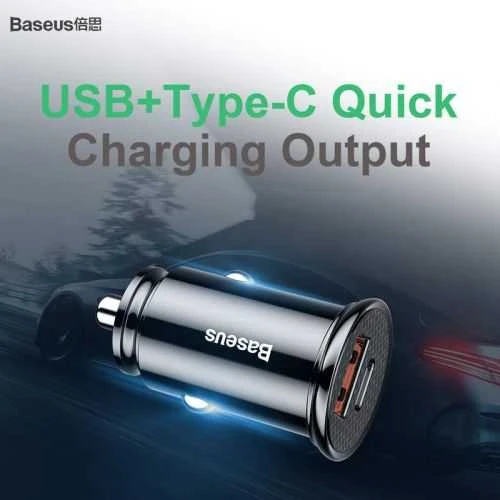 Baseus Circular automobilinis įkroviklis PD QC4.0 + 5A 30W - Juodas