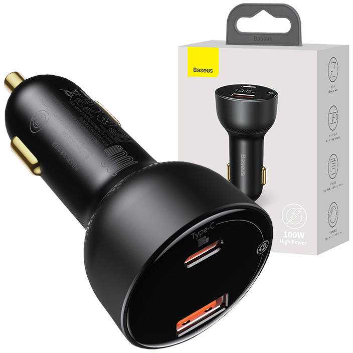 Baseus CCZX-01 automobilinis įkroviklis USB-C, 100W - juodas