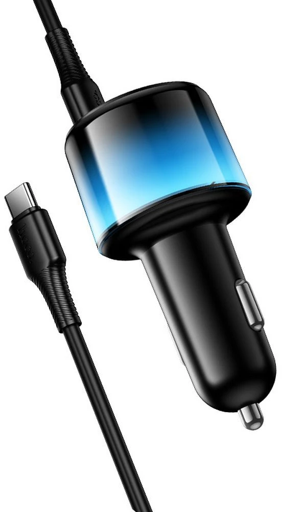 Automobilinis įkroviklis Hoco USB A + 2xUSB C PD QC3.0 57W su USB C į C kabeliu Z69B juodas