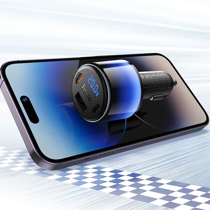Automobilinis įkroviklis Hoco USB A + 2xUSB C PD QC3.0 57W Z69B juodas