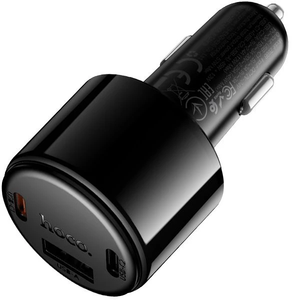 Automobilinis įkroviklis Hoco USB A + 2xUSB C PD QC3.0 57W Z69B juodas