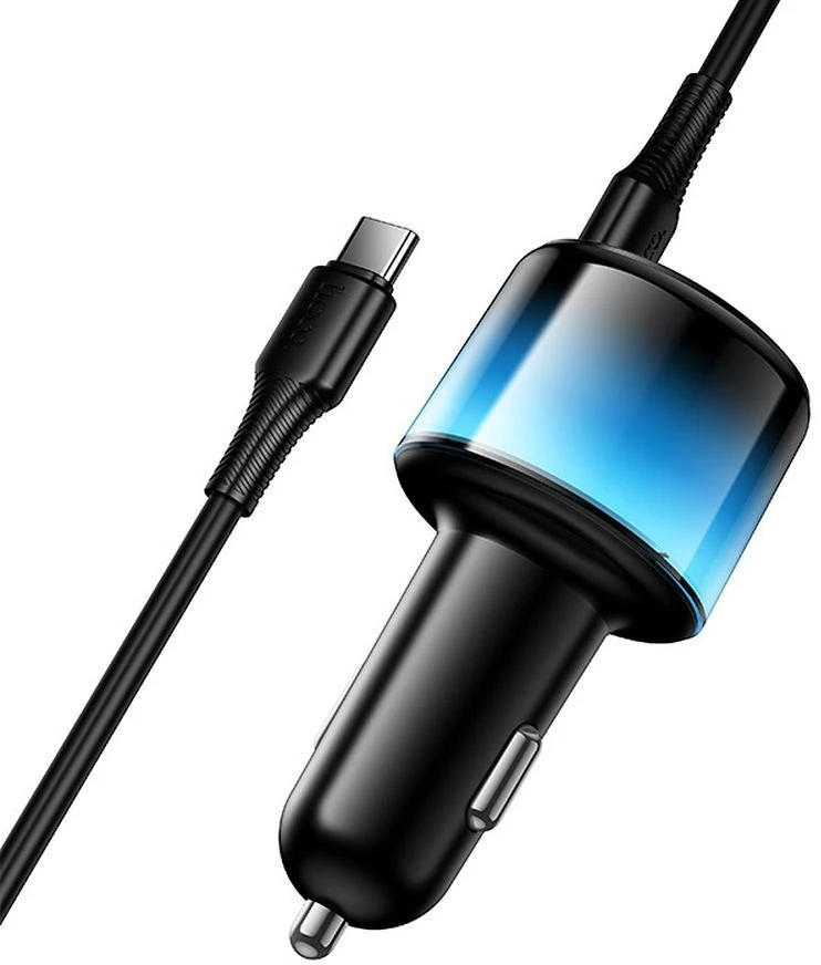 Automobilinis įkroviklis Hoco USB A + 2xUSB C PD QC3.0 57W su USB C į C kabeliu Z69B juodas