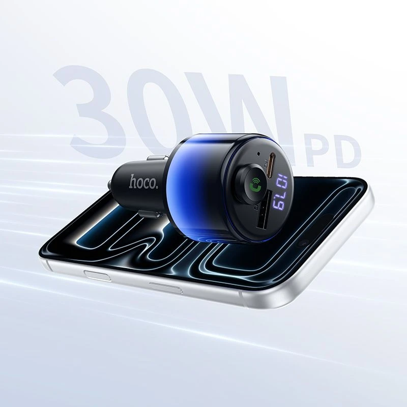 Automobilinis Bluetooth transmitteris Hoco 2 x USB A + USB C QC3.0 PD 42W E166 juodas