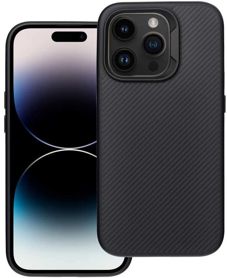 „Oem iPhone 14 PRO Carbon Elite Mag Cover“ dėklas, suderinamas su „MagSafe“ (juodas)