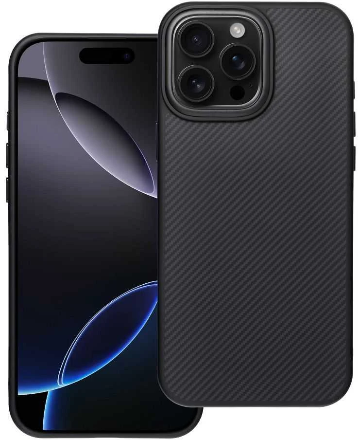 OEM dėklas, skirtas iPhone 16 PRO MAX, Carbon Elite Mag Cover, suderinamas su MagSafe juodas
