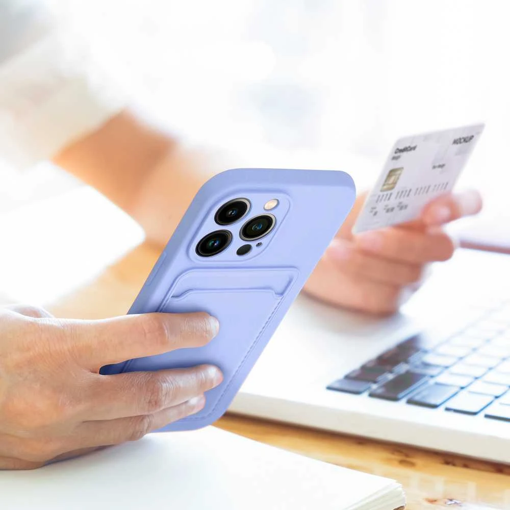 OEM dėklas iPhone 15 PRO kortelių dėklas violetinė