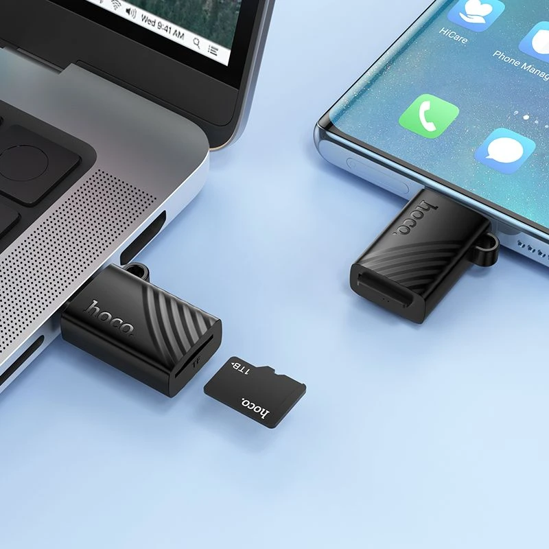Card reader TF 2.0 USB-C Hoco HB53 juodas