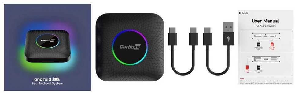 CarlinKit adapteris su RGB apšvietimu ir komplektu
