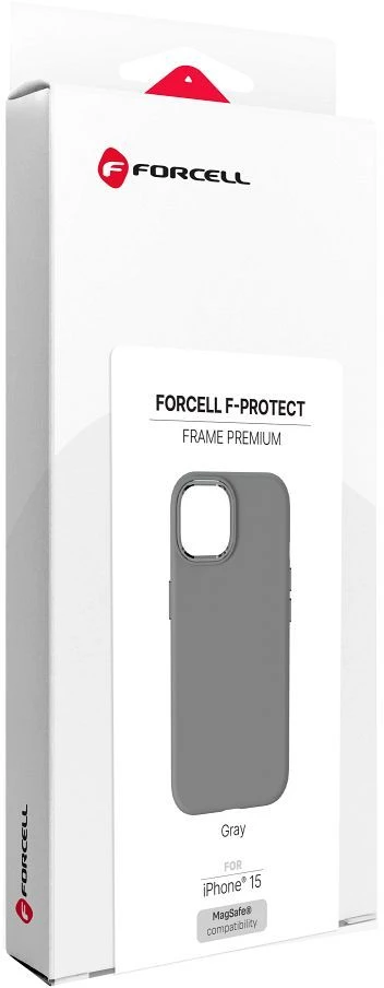 „iPhone 15 Forcell F-Protect Frame Premium“ dėklas, suderinamas su „Magsafe“ pilka spalva