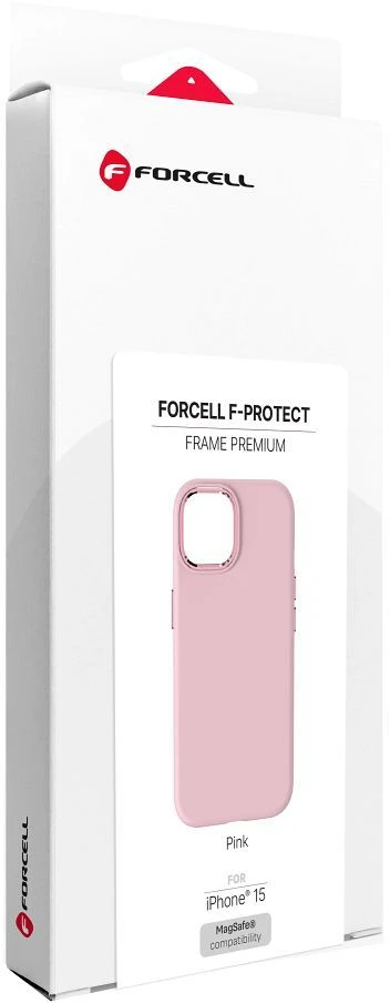 „iPhone 15 Forcell F-Protect Frame Premium“ dėklas, suderinamas su „Magsafe“, rožinis