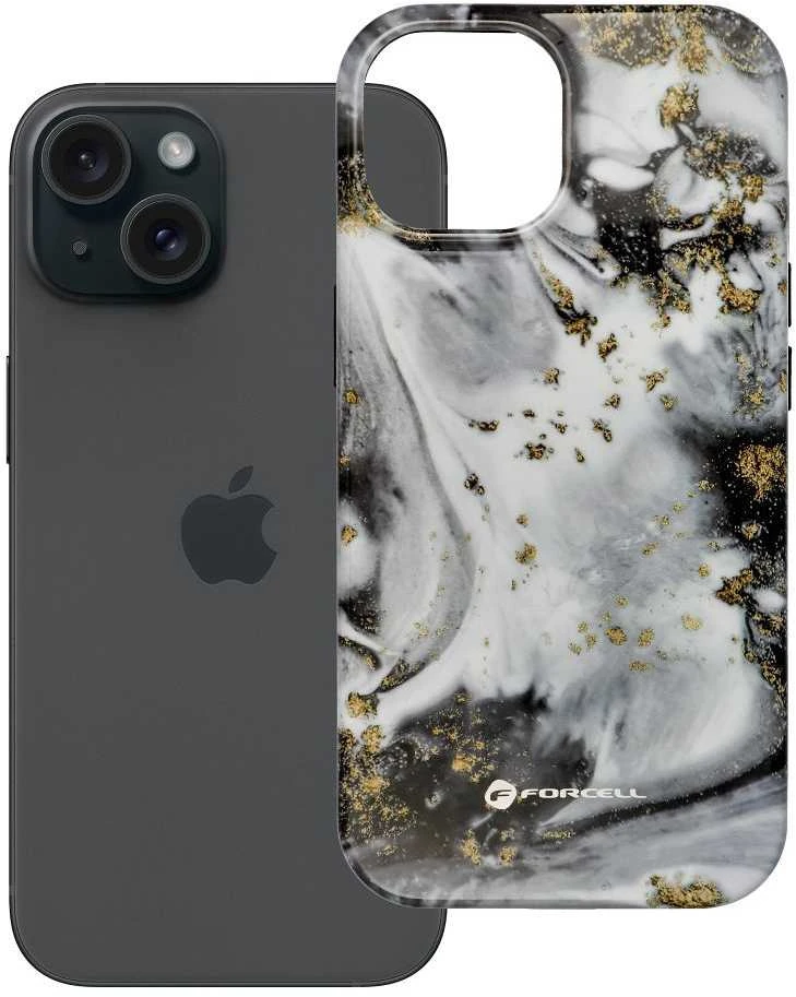 „iPhone 15 Forcell F-Protect Mirage“ dėklas, suderinamas su „Magsafe Military Drop-Test“ sidabrinis rūkas