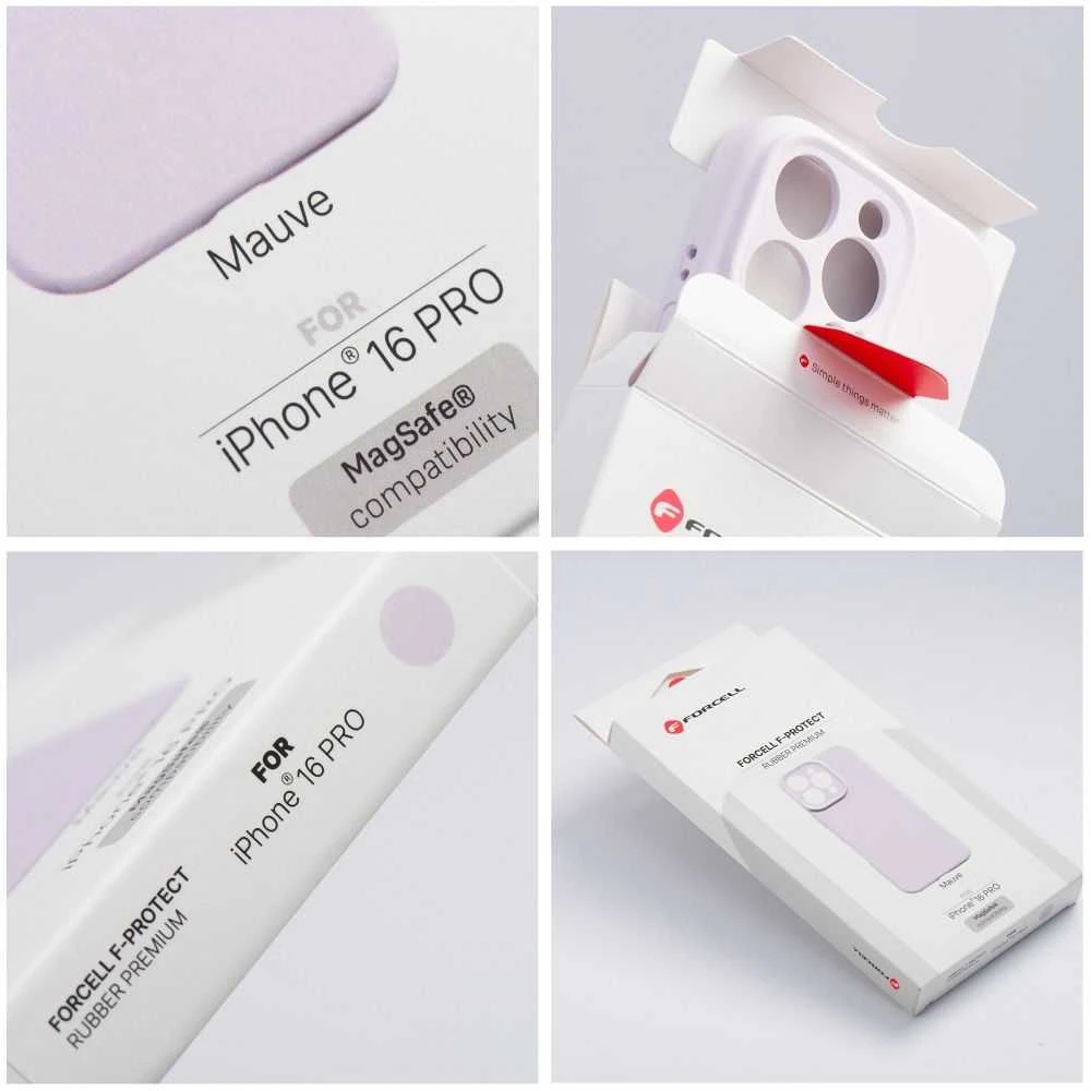 „iPhone 15 PRO“ dėklas „Forcell F-Protect Rubber Premium“, suderinamas su „MagSafe“, alyvinės spalvos