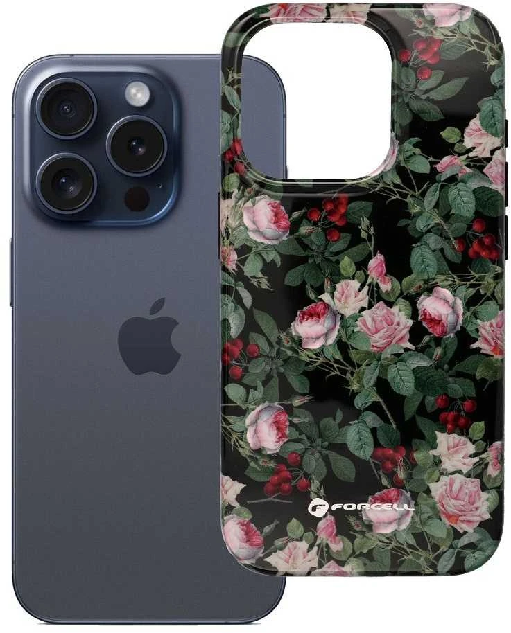 „iPhone 15 PRO Forcell F-Protect Mirage“ dėklas, suderinamas su kariniu kritimo testu, rožinis dramos efektas