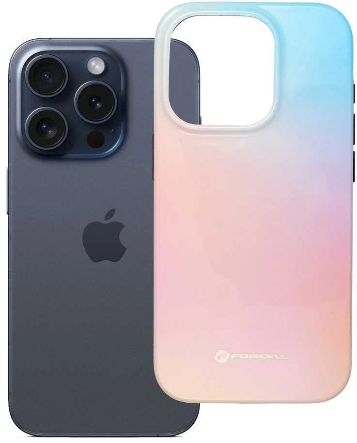 „iPhone 15 PRO Forcell F-Protect Mirage“ dėklas, suderinamas su „Magsafe Military Drop-Test“ – mažas mėlynas