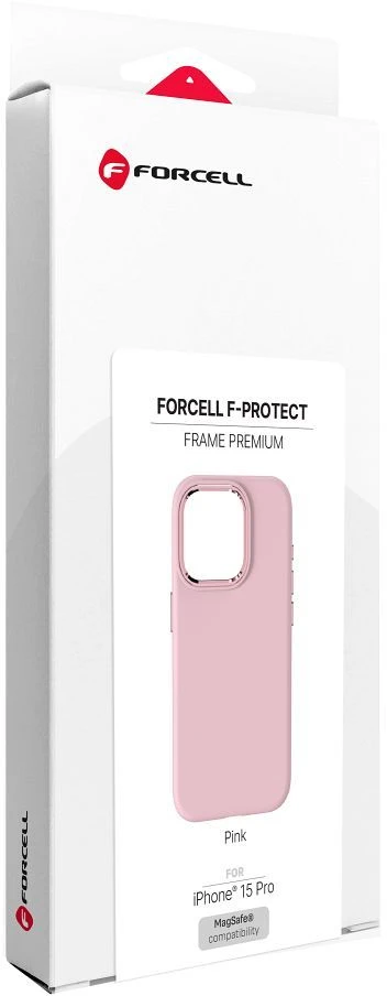 „iPhone 15 PRO Forcell F-Protect Frame Premium“ dėklas, suderinamas su „Magsafe“, rožinis