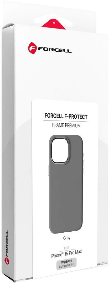 „iPhone 15 PRO MAX“ dėklas „Forcell F-Protect Frame Premium“, suderinamas su „Magsafe“ pilka spalva