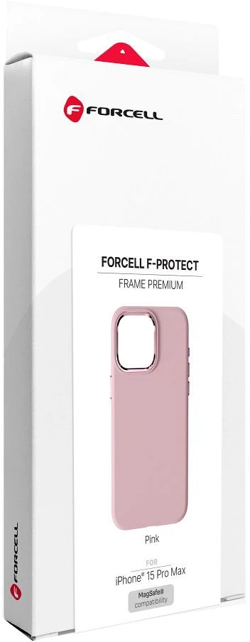 „iPhone 15 PRO MAX“ dėklas „Forcell F-Protect Frame Premium“, suderinamas su „Magsafe“, rožinis