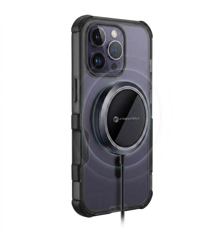 „iPhone 16 Forcell F-Protect BumperX Premium“ dėklas, suderinamas su „MagSafe“ (juodas)