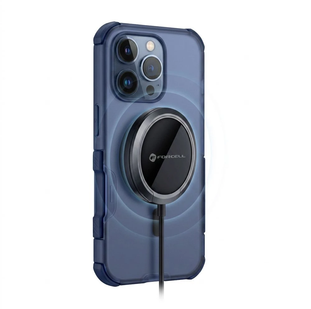 „iPhone 16“ dėklas „Forcell F-Protect BumperX Premium“, suderinamas su „MagSafe“, tamsiai mėlynas