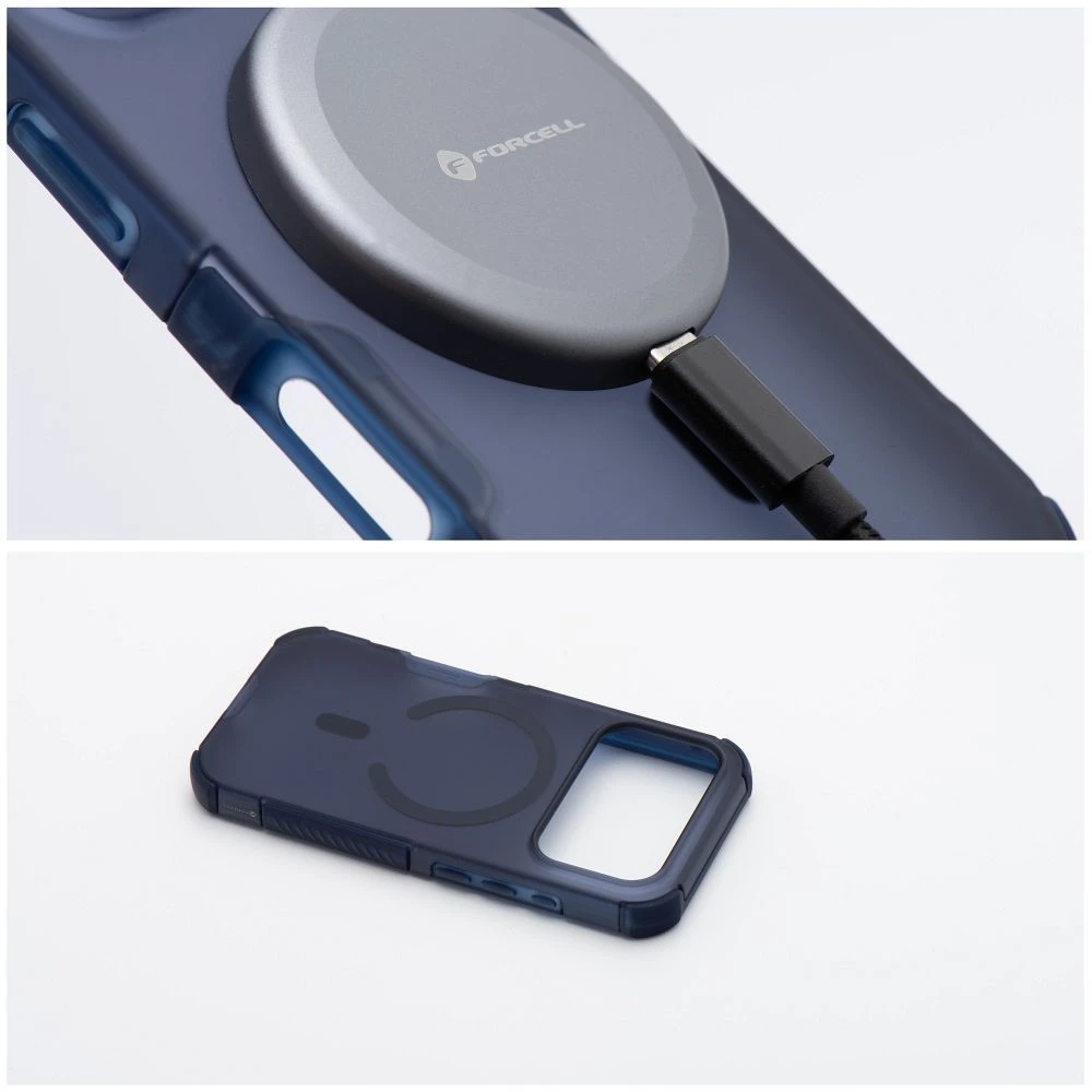 „iPhone 16“ dėklas „Forcell F-Protect BumperX Premium“, suderinamas su „MagSafe“, tamsiai mėlynas