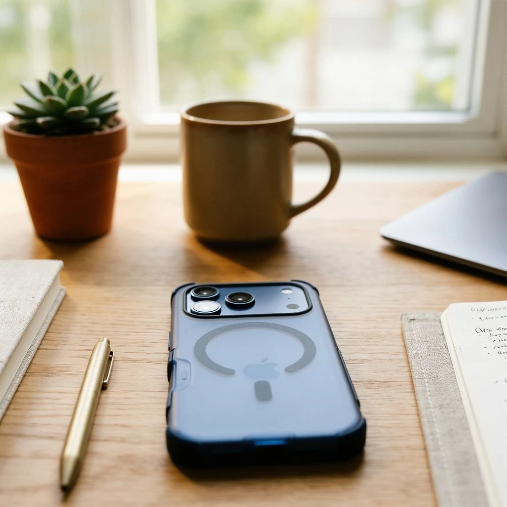 „iPhone 16“ dėklas „Forcell F-Protect BumperX Premium“, suderinamas su „MagSafe“, tamsiai mėlynas