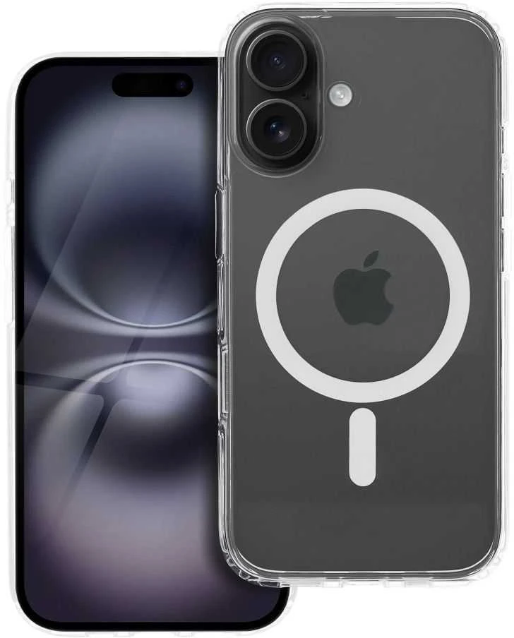 „iPhone 16 Forcell F-Protect Clear Hybrid Premium“ dėklas, suderinamas su „Magsafe“ permatomas