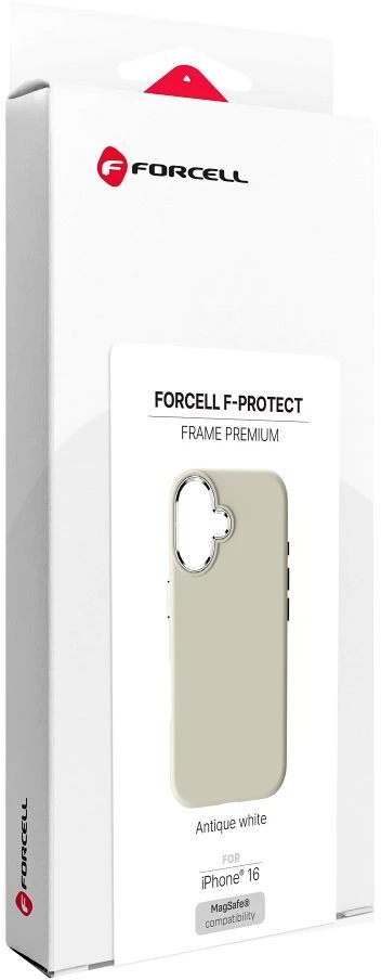 „iPhone 16 Forcell F-Protect Frame Premium“ dėklas, suderinamas su „Magsafe“ antikvarinėmis baltomis