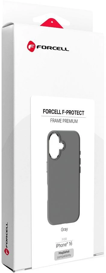 „iPhone 16 Forcell F-Protect Frame Premium“ dėklas, suderinamas su „Magsafe“ pilka spalva