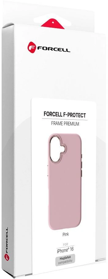 „iPhone 16 Forcell F-Protect Frame Premium“ dėklas, suderinamas su „Magsafe“, rožinis