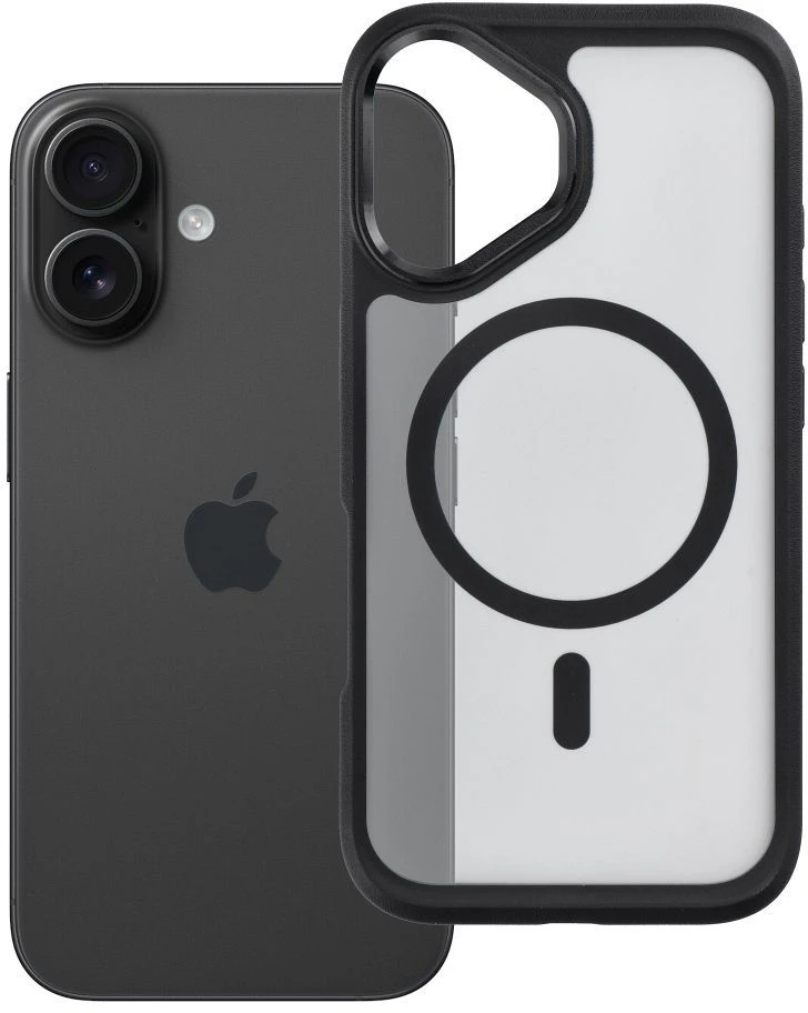 „iPhone 16 Forcell F-Protect Smoke Hybrid Premium“ dėklas, suderinamas su „MagSafe“ juodas