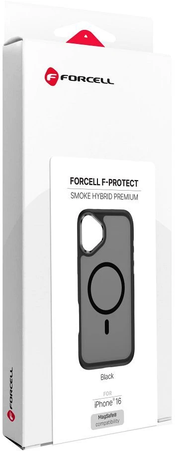 „iPhone 16 Forcell F-Protect Smoke Hybrid Premium“ dėklas, suderinamas su „MagSafe“ juodas