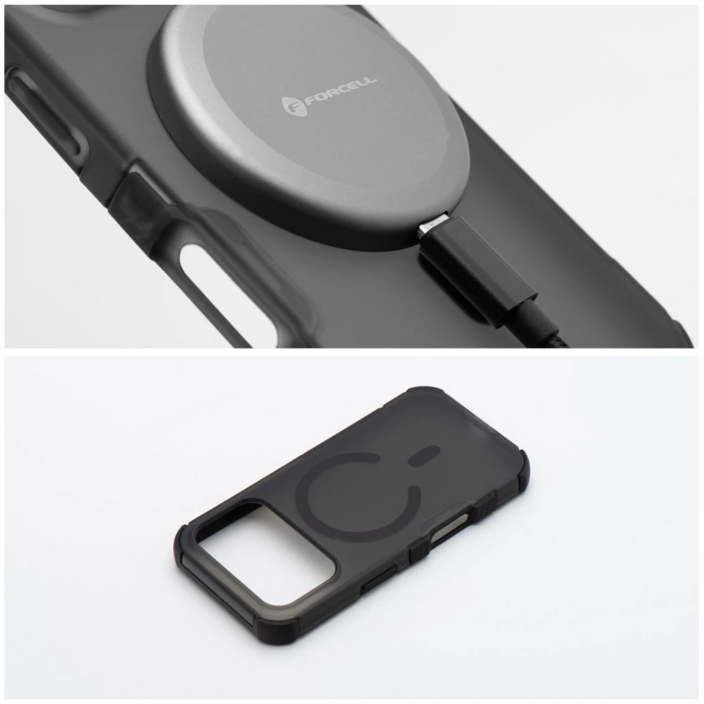 „iPhone 16 Pro“ dėklas „Forcell F-Protect BumperX Premium“, suderinamas su „MagSafe“ (juodas)