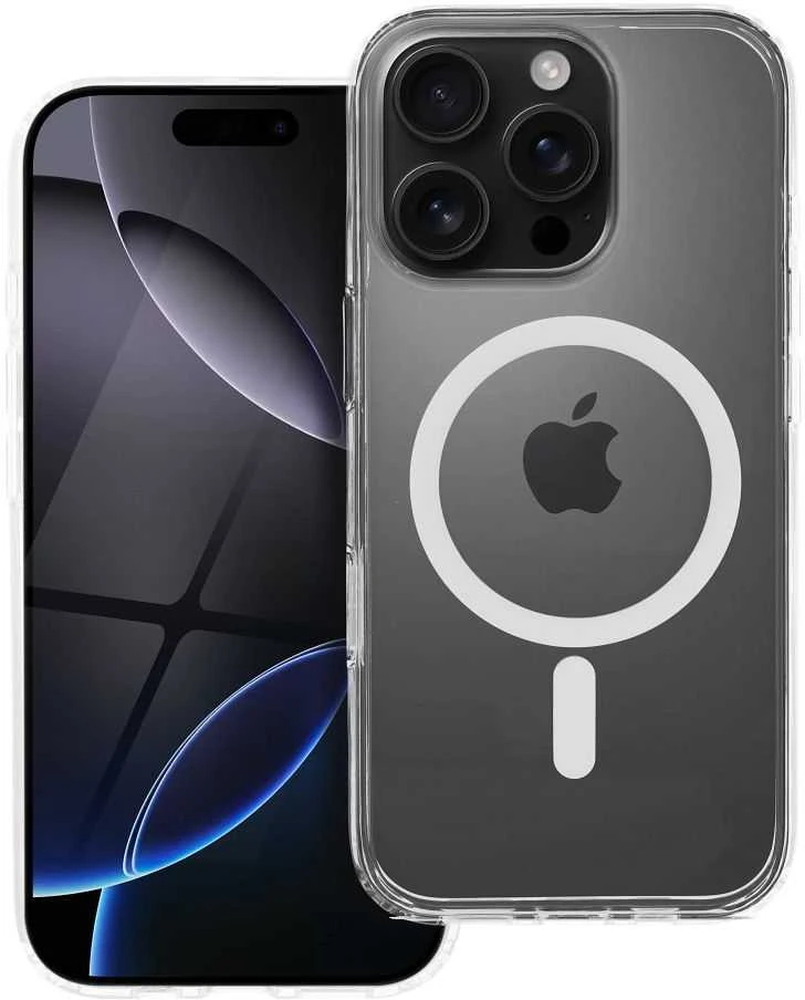 „iPhone 16 PRO Forcell F-Protect Clear Hybrid Premium“ dėklas, suderinamas su „Magsafe“ permatomas