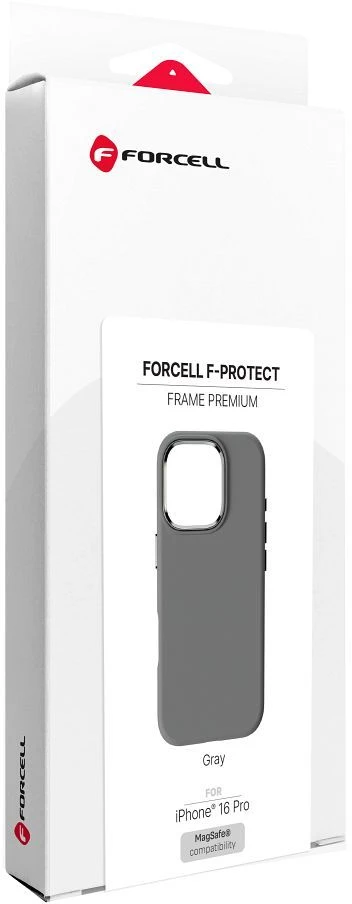 „iPhone 16 PRO Forcell F-Protect Frame Premium“ dėklas, suderinamas su „Magsafe“ pilka spalva