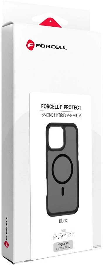 „iPhone 16 PRO Forcell F-Protect Smoke Hybrid Premium“ dėklas, suderinamas su „MagSafe“ juodas