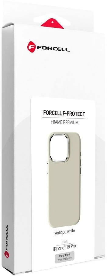 „iPhone 16 PRO Forcell F-Protect Frame Premium“ dėklas, suderinamas su „Magsafe“ antikvarinėmis baltomis