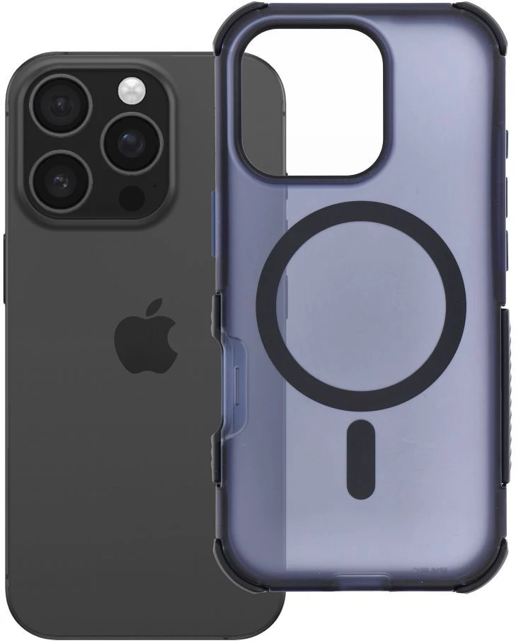 „iPhone 16 Pro“ dėklas „Forcell F-Protect BumperX Premium“, suderinamas su „MagSafe“, tamsiai mėlynas