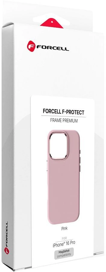 „iPhone 16 PRO Forcell F-Protect Frame Premium“ dėklas, suderinamas su „Magsafe“, rožinis