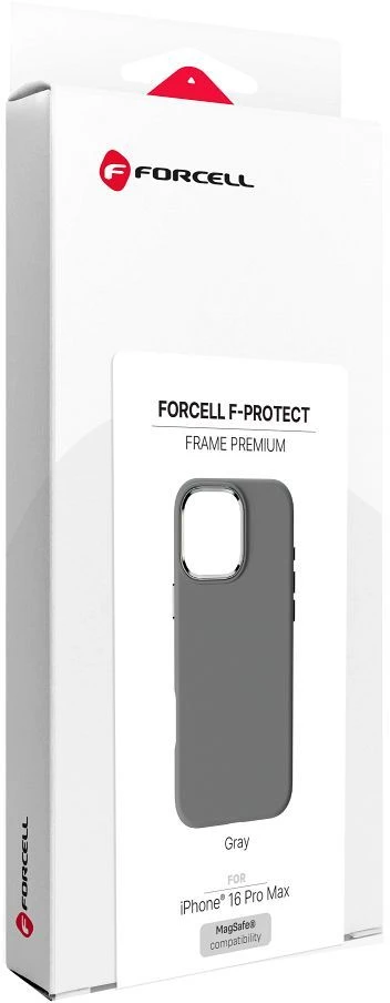 „iPhone 16 PRO MAX“ dėklas „Forcell F-Protect Frame Premium“, suderinamas su „Magsafe“ pilka spalva