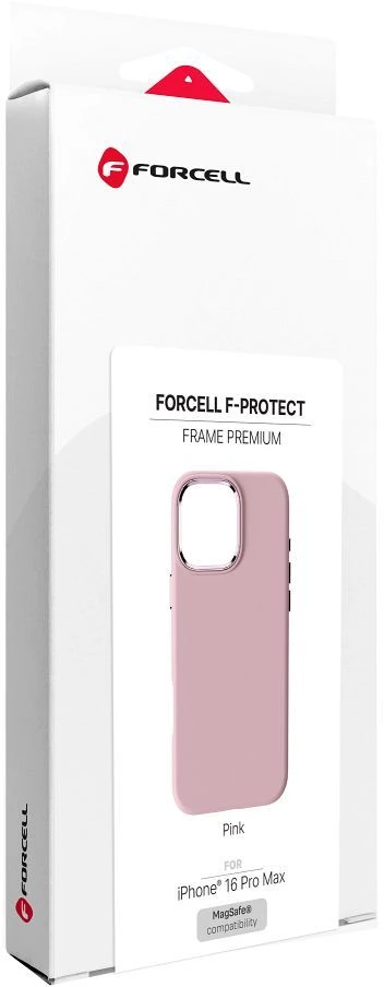„iPhone 16 PRO MAX“ dėklas „Forcell F-Protect Frame Premium“, suderinamas su „Magsafe“ ir rožinis