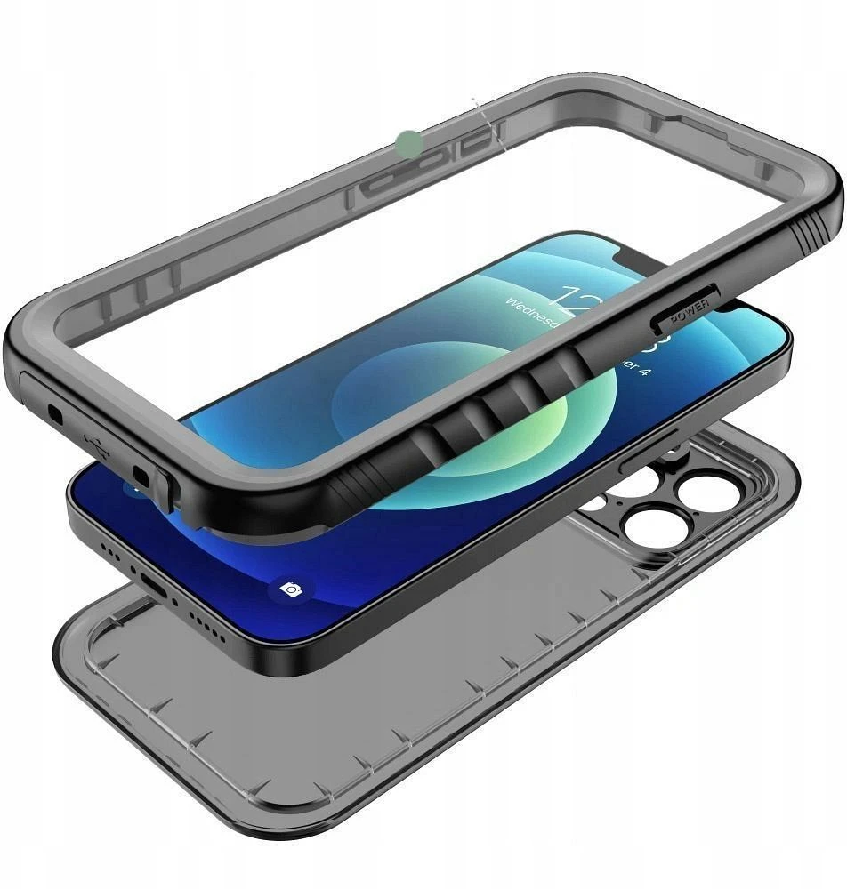 iPhone 16 PRO dėklas, „Shellbox Dot“, atsparus vandeniui, suderinamas su „MagSafe“ ir juodas