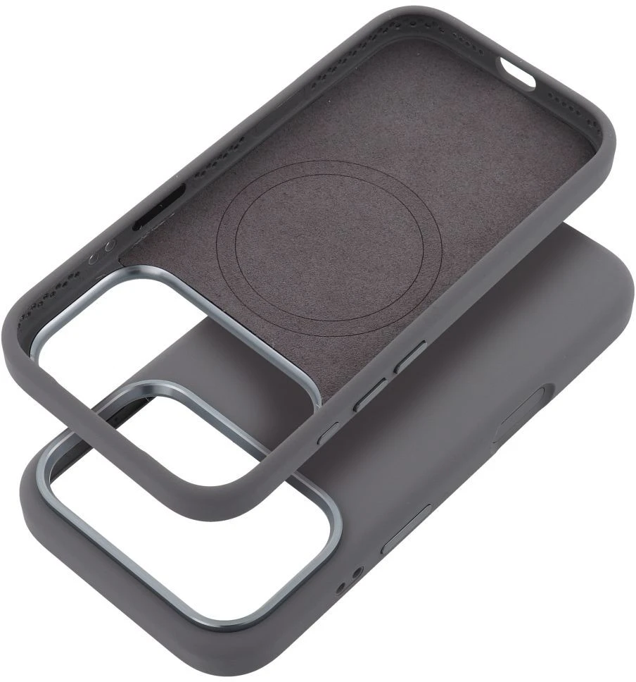 „iPhone 16e“ (SE4 2025) / 17e „Forcell F-Protect Frame Premium“ dėklas, suderinamas su „Magsafe“ pilka spalva