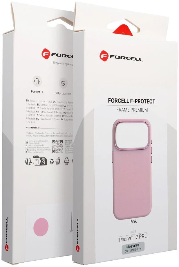 „iPhone 16e“ (SE4 2025) / 17e „Forcell F-Protect Frame Premium“ dėklas, suderinamas su „Magsafe“ jungtimi, rožinis