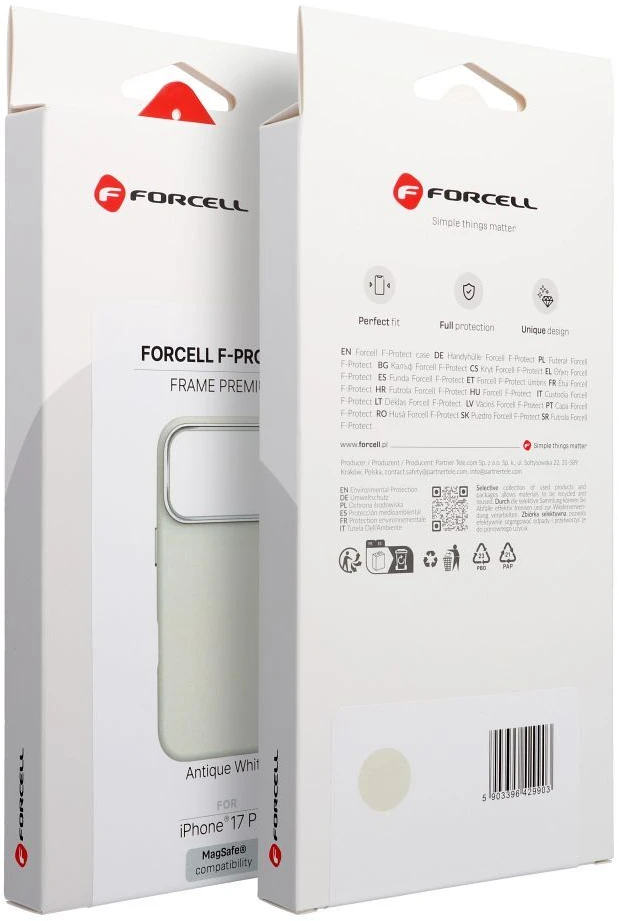 „iPhone 16e“ (SE4 2025) / 17e „Forcell F-Protect Frame Premium“ dėklas, suderinamas su „Magsafe antique baltas 0INT“