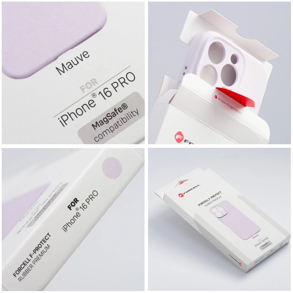 „iPhone 16e“ (SE4 2025) / 17e „Forcell F-Protect Rubber Premium“ dėklas, suderinamas su „MagSafe“, alyvinės spalvos