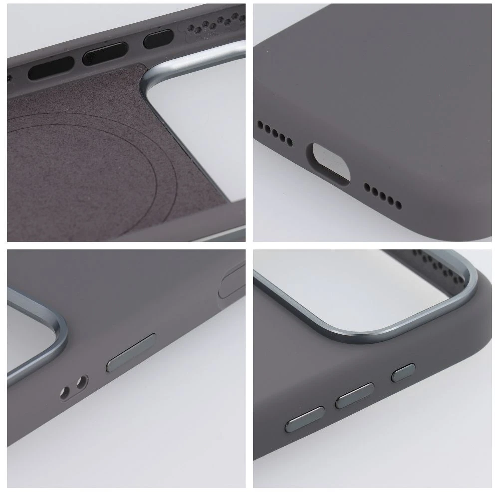 „iPhone 16e“ (SE4 2025) / 17e „Forcell F-Protect Frame Premium“ dėklas, suderinamas su „Magsafe“ pilka spalva